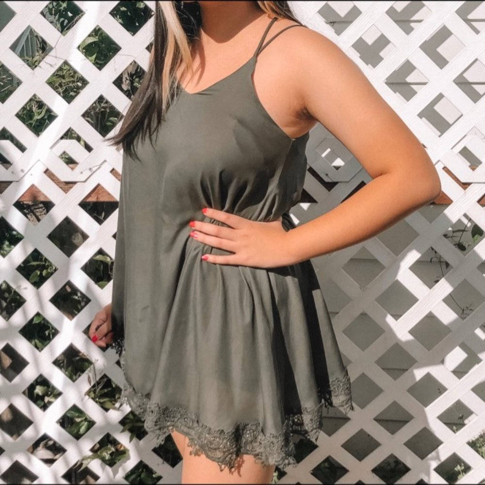 Papaya | Olive Lace Dress